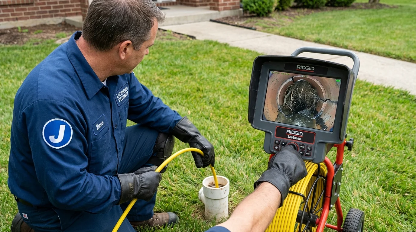 Sewer camera inspection being performed by Johns Plumbing LLC in Town Creek