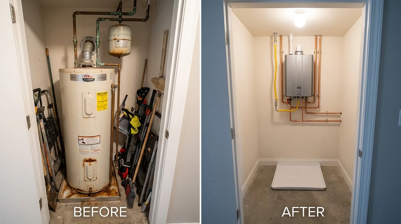 Tank water heater versus wall-mounted tankless unit comparison for Town Creek, AL homeowners